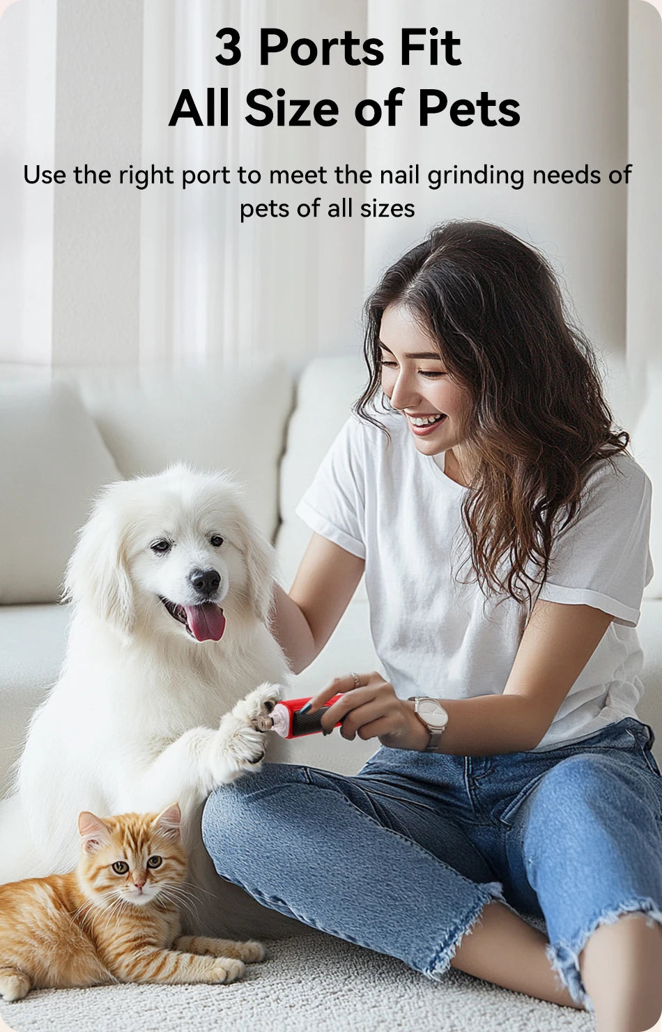 ROJECO Electric Nail Grinder Rechargeable Dog Paws Grooming Nail
