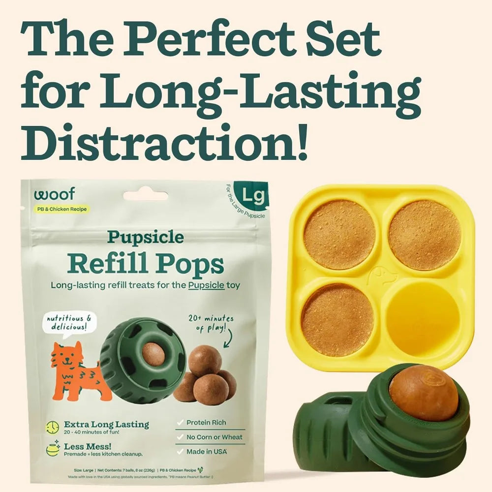 Interactive Dog Ball Toy with Treat Molds and Healthy Chicken Flavored Treats
