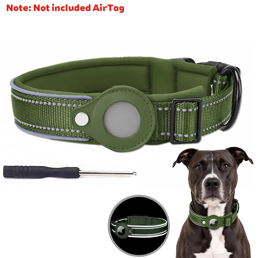 New For Apple Pet Dog Collar Anti-Lost Reflective Protective Tracker Dog Collar