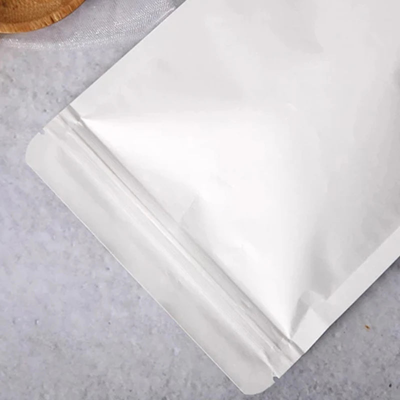 Customized Dried Fruit Candy Tea Gift White Kraft Paper Bags Stand Up Zip Lock