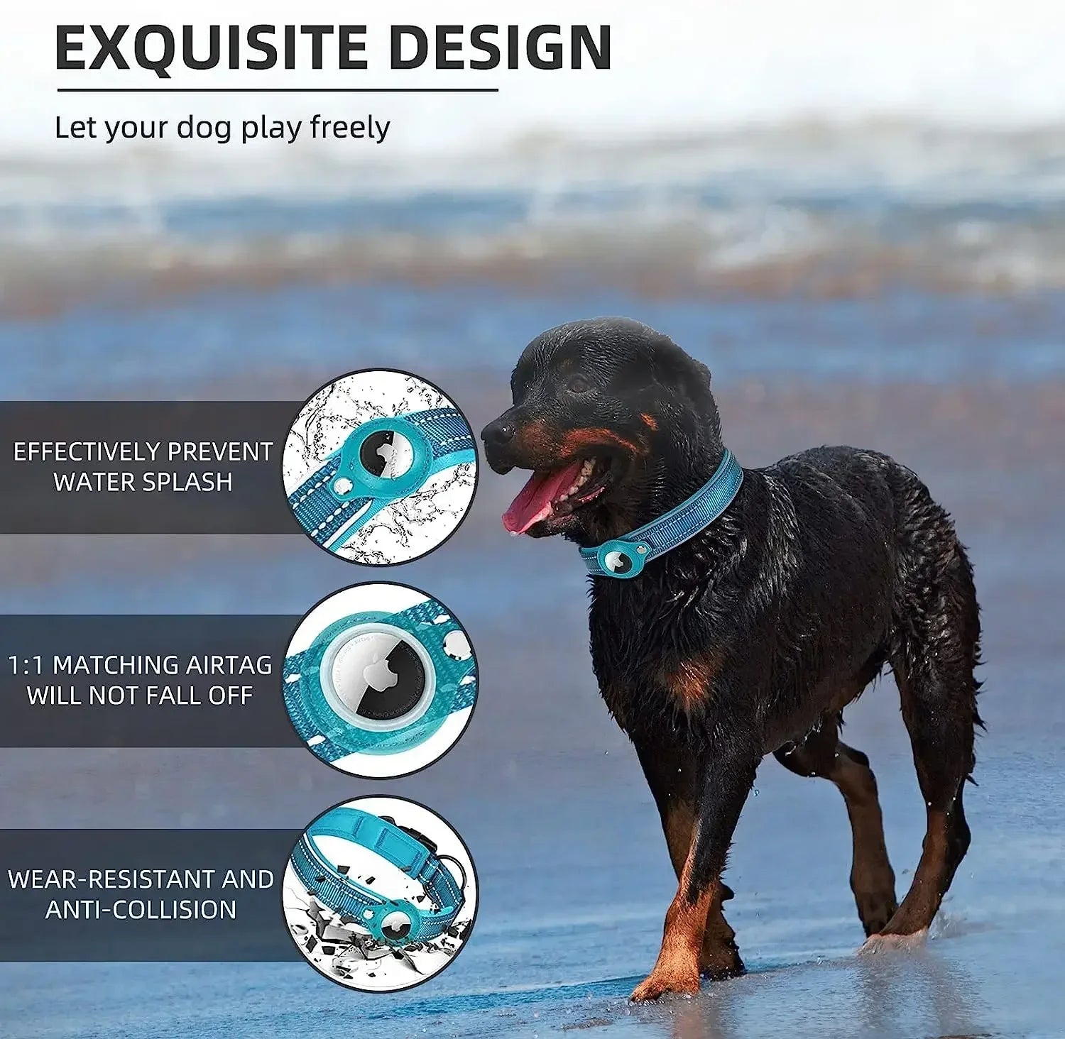New For Apple Pet Dog Collar Anti-Lost Reflective Protective Tracker Dog Collar