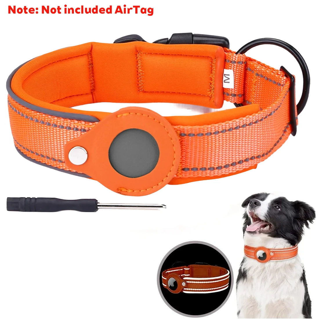 New For Apple Pet Dog Collar Anti-Lost Reflective Protective Tracker Dog Collar